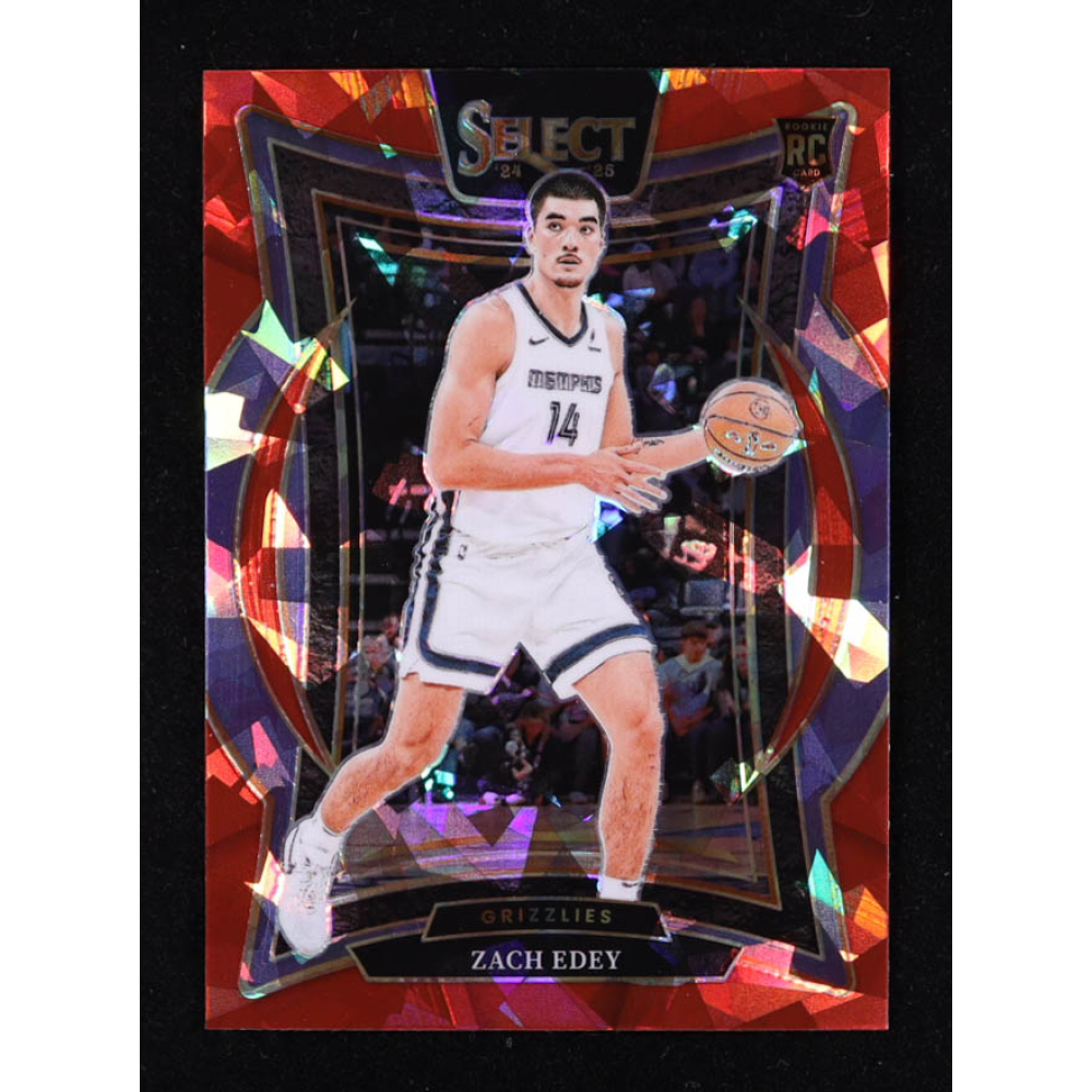 Zach Edey 2024-25 Select Red Cracked Ice Prizms #98 RC at PristineAuction.com