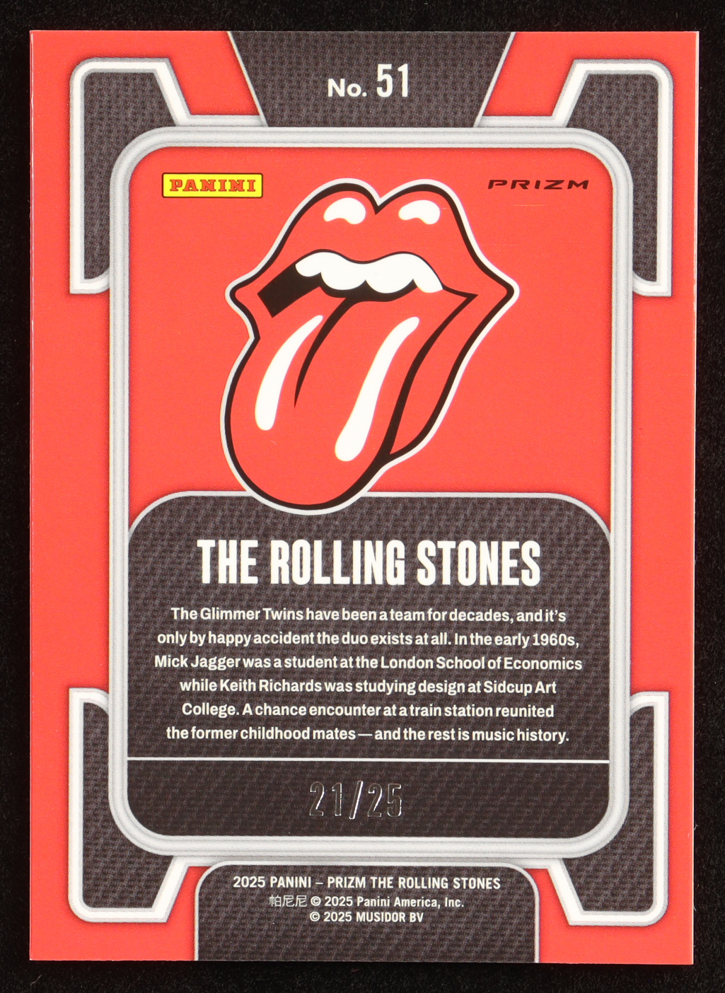 The Rolling Stones 2025 Panini Prizm The Rolling Stones Prizms Purple Power #51 #21/25 at PristineAuction.com The Rolling Stones 2025 Panini Prizm The Rolling Stones Prizms Purple Power #51 #21/25 at PristineAuction.com