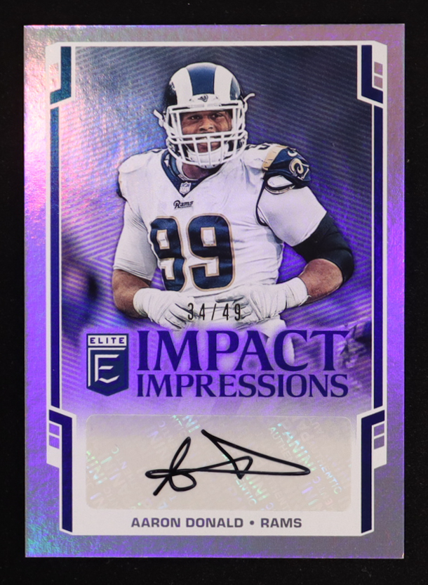 Aaron Donald 2018 Elite Impact Impressions Autographs #14 #34/49 at PristineAuction.com Aaron Donald 2018 Elite Impact Impressions Autographs #14 #34/49 at PristineAuction.com