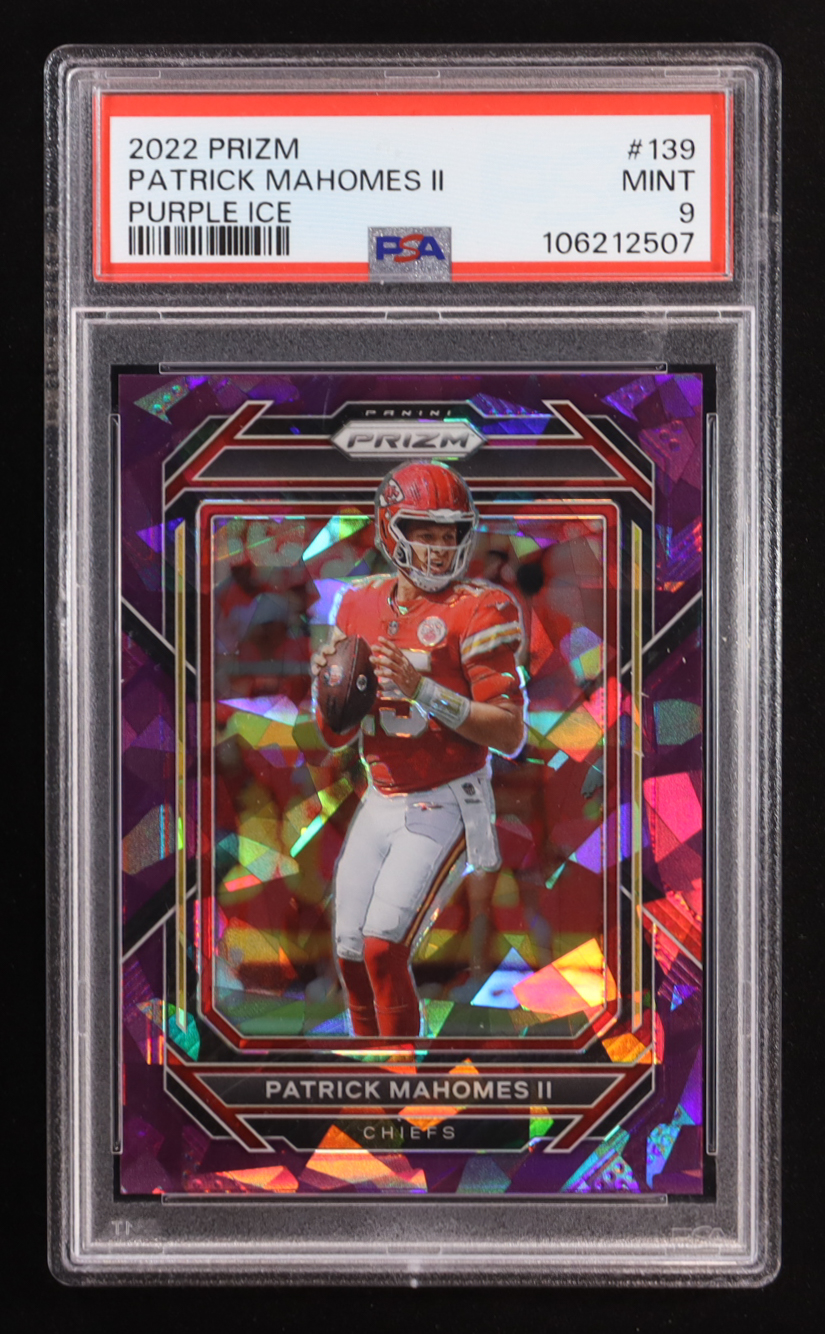 Patrick Mahomes II 2022 Panini Prizm Prizms Purple Ice #139 #24/225 (PSA 9) at PristineAuction.com Patrick Mahomes II 2022 Panini Prizm Prizms Purple Ice #139 #24/225 (PSA 9) at PristineAuction.com