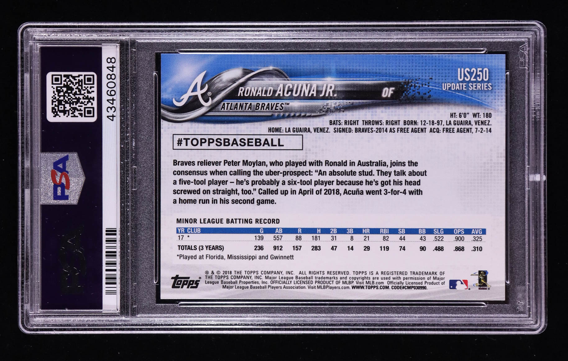 Ronald Acuna Jr. 2018 Topps Update #US250 RC (PSA 10) at PristineAuction.com Ronald Acuna Jr. 2018 Topps Update #US250 RC (PSA 10) at PristineAuction.com