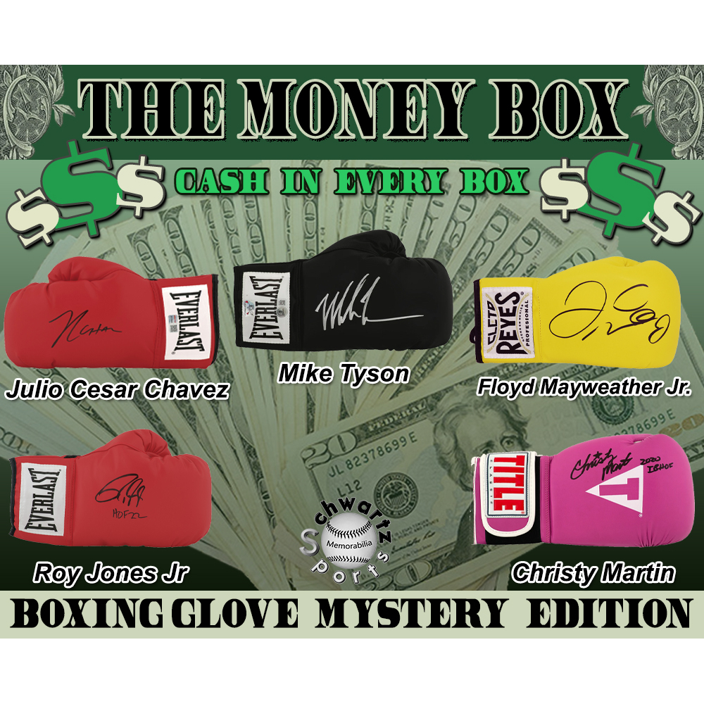 $$ THE MONEY BOX $$ Boxing Glove Signed Mystery Box - Series 7 (Limited to 100) - Schwartz Sports at PristineAuction.com