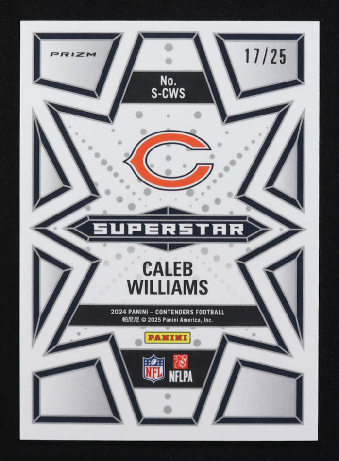 Caleb Williams 2024 Panini Contenders Optic Superstars Black Scope #12 #17/25 RC at PristineAuction.com Caleb Williams 2024 Panini Contenders Optic Superstars Black Scope #12 #17/25 RC at PristineAuction.com