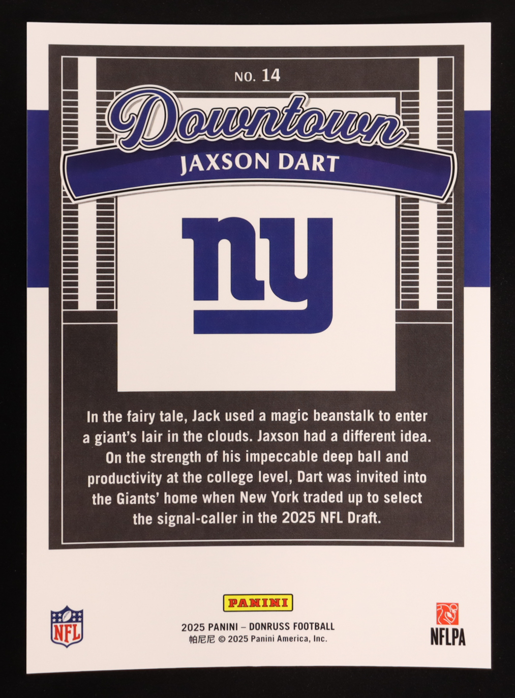 Jaxon Dart 2025 Donruss Downtown! Oversize #14 RC at PristineAuction.com Jaxon Dart 2025 Donruss Downtown! Oversize #14 RC at PristineAuction.com