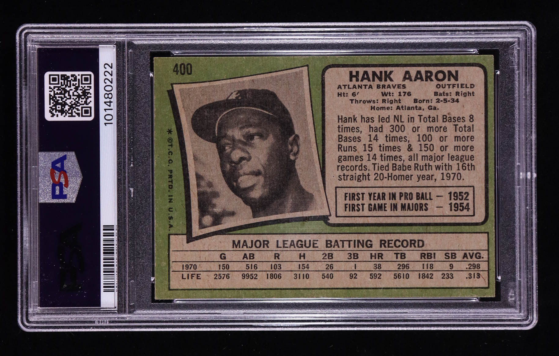 Hank Aaron 1971 Topps #400 (PSA 5) at PristineAuction.com Hank Aaron 1971 Topps #400 (PSA 5) at PristineAuction.com