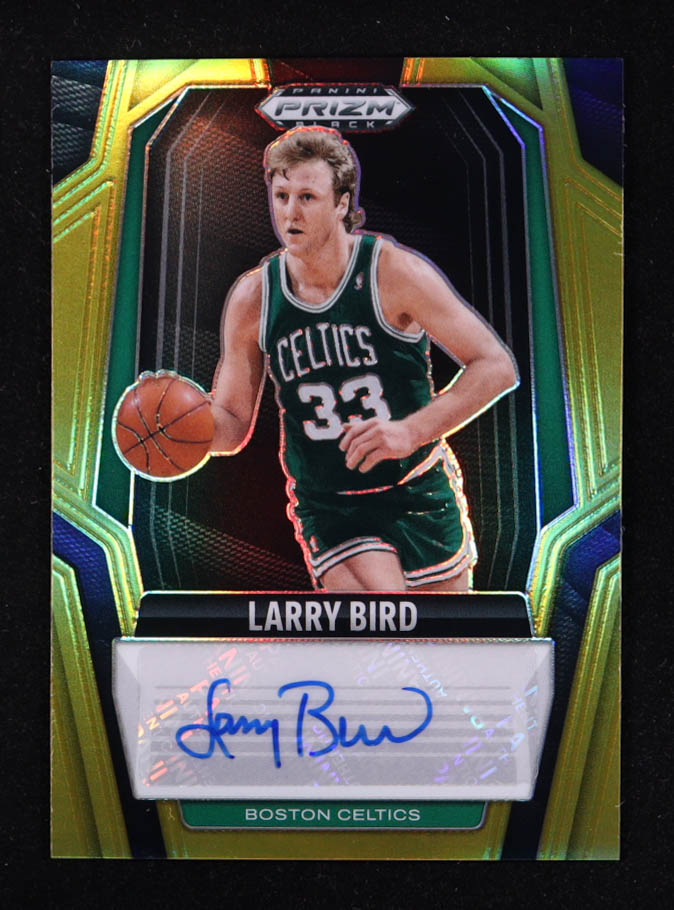 Larry Bird 2024-25 Panini Prizm Black Signatures Prizms Gold #46 #04/10 at PristineAuction.com Larry Bird 2024-25 Panini Prizm Black Signatures Prizms Gold #46 #04/10 at PristineAuction.com