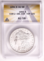 1891 Morgan Silver Dollar Doubled Ear VAM-2 Top 100 (ANACS AU58) at PristineAuction.com