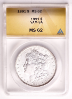 1891 Morgan Silver Dollar VAM-9A (ANACS MS62) at PristineAuction.com