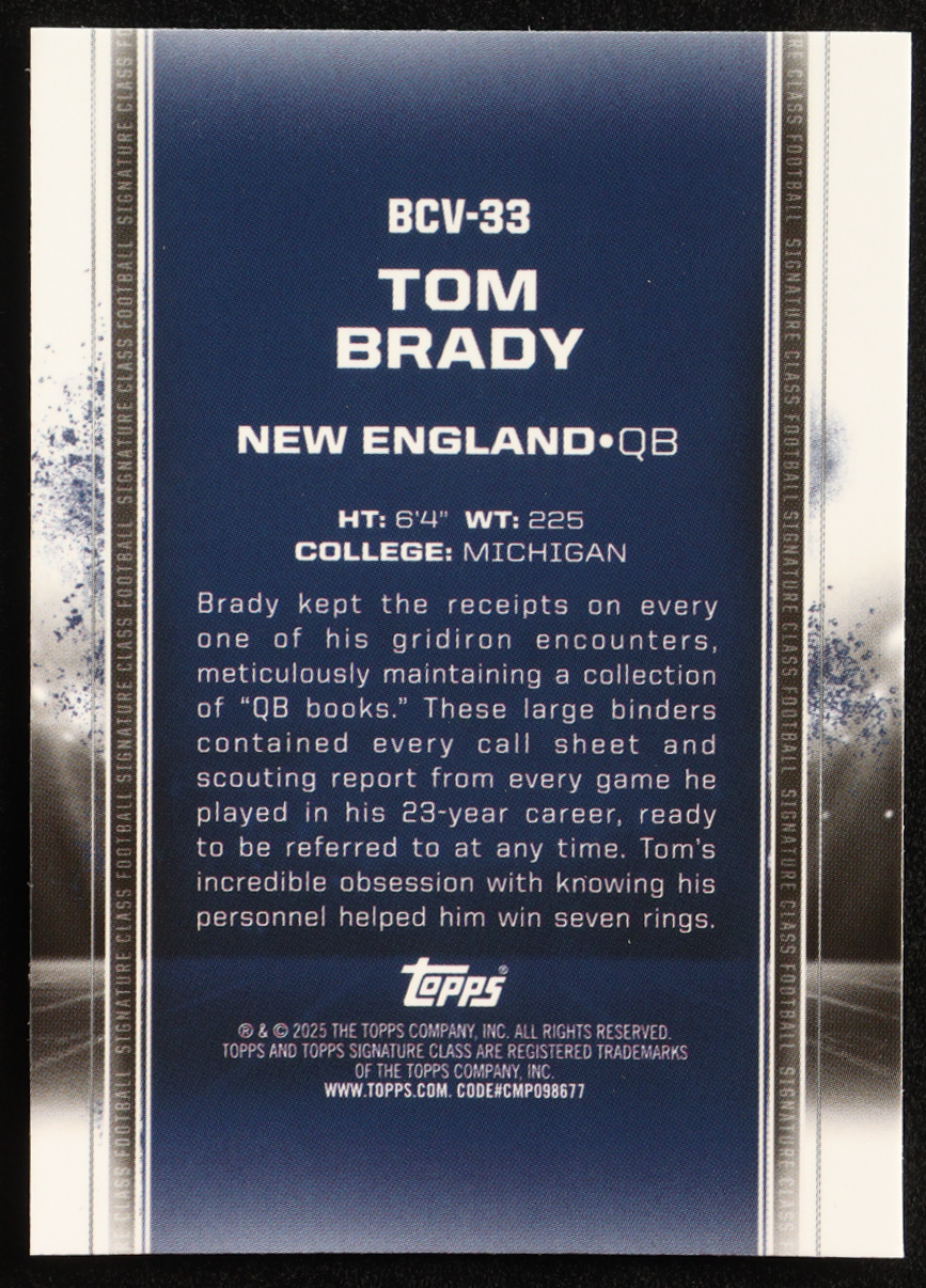 Tom Brady 2024 Topps Signature Class Chrome #BCV33 at PristineAuction.com Tom Brady 2024 Topps Signature Class Chrome #BCV33 at PristineAuction.com