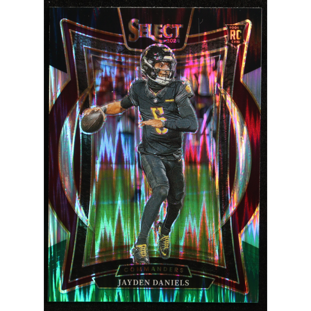 Jayden Daniels 2024 Select Prizm Black and Green Shock #26 RC at PristineAuction.com