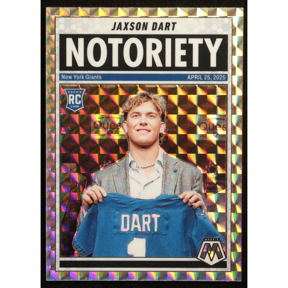Jaxson Dart 2025 Panini Mosaic Notoriety Mosaic #11 RC at PristineAuction.com