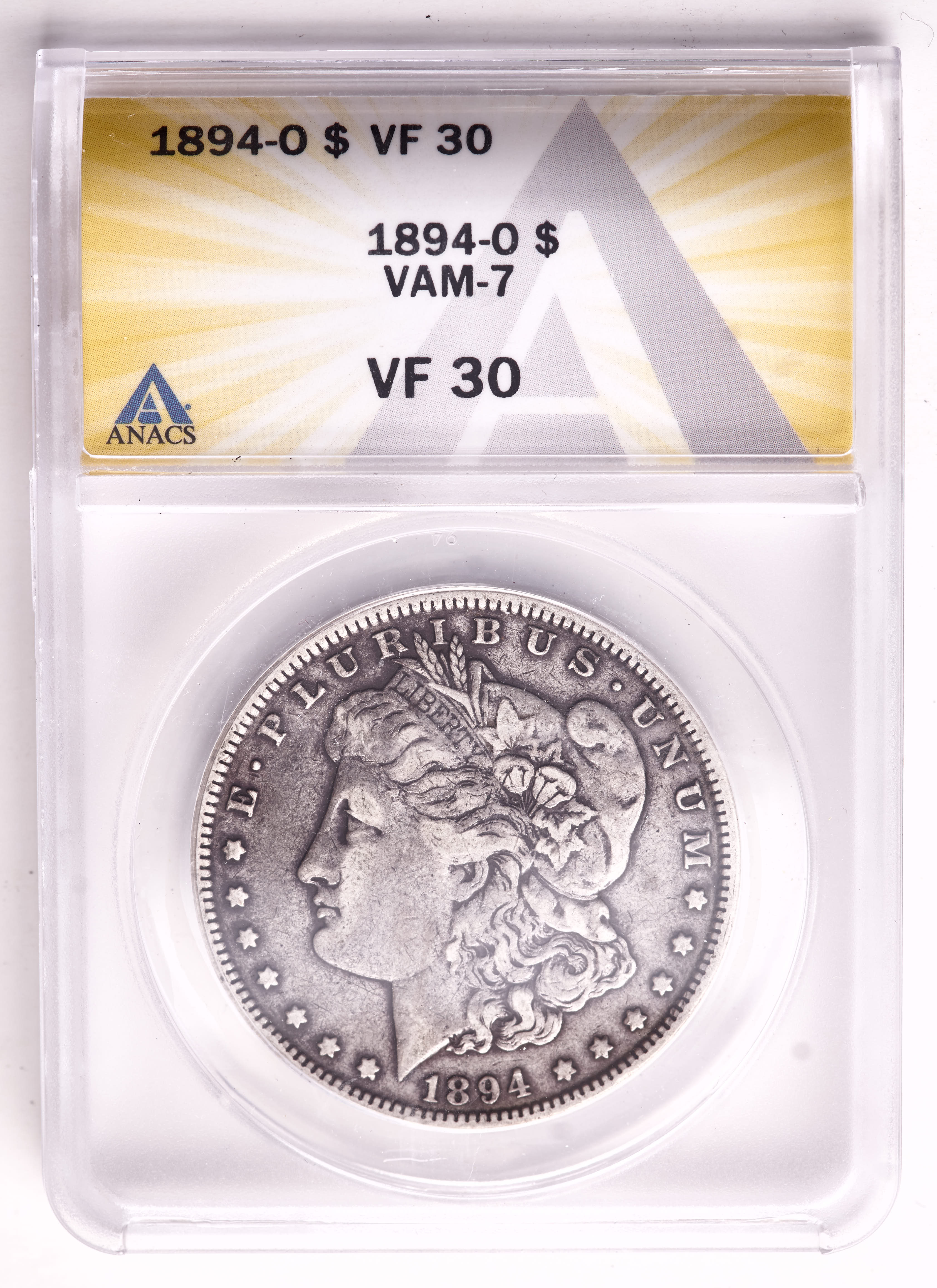 1894-O Morgan Silver Dollar VAM-7 (ANACS VF30) at PristineAuction.com 1894-O Morgan Silver Dollar VAM-7 (ANACS VF30) at PristineAuction.com