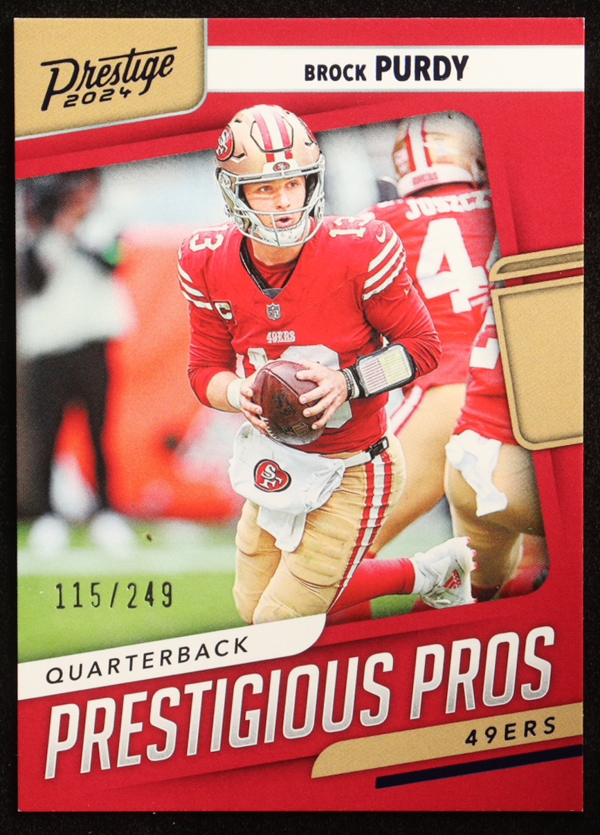Brock Purdy 2024 Prestige Prestigious Pros Xtra Points Blue #5 #115/249 at PristineAuction.com Brock Purdy 2024 Prestige Prestigious Pros Xtra Points Blue #5 #115/249 at PristineAuction.com