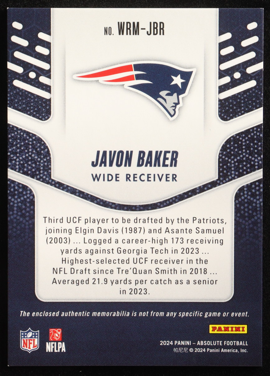Javon Baker 2024 Absolute War Room Materials #30 #158/199 RC at PristineAuction.com Javon Baker 2024 Absolute War Room Materials #30 #158/199 RC at PristineAuction.com