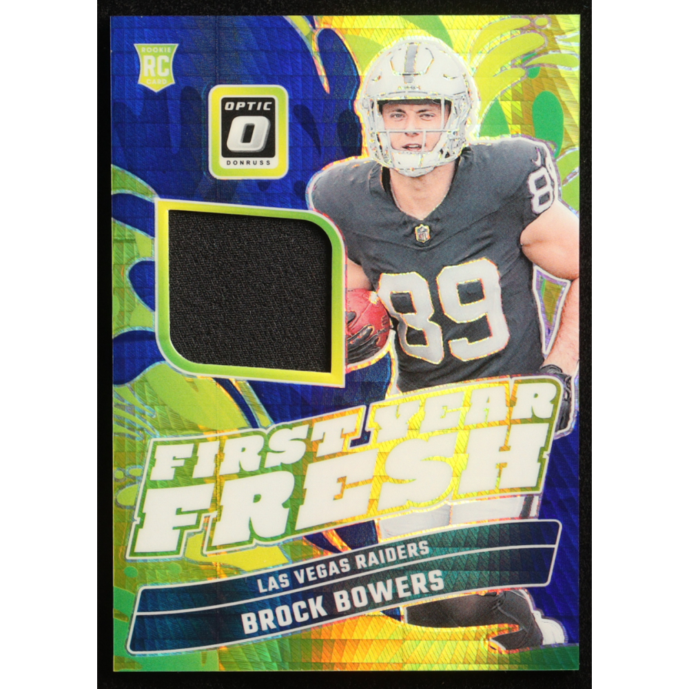 Brock Bowers 2024 Donruss Optic First Year Fresh Jerseys Blue Hyper #9 RC at PristineAuction.com