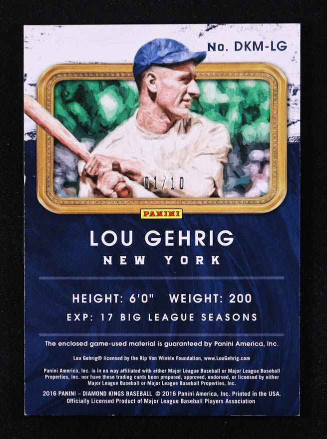 Lou Gehrig 2016 Diamond Kings DK Materials Framed #DKMLG #01/10 at PristineAuction.com Lou Gehrig 2016 Diamond Kings DK Materials Framed #DKMLG #01/10 at PristineAuction.com
