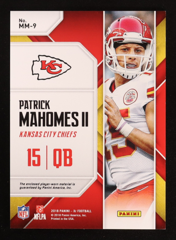 Patrick Mahomes II 2018 Panini XR Maximal Materials #9 #10/49 at PristineAuction.com Patrick Mahomes II 2018 Panini XR Maximal Materials #9 #10/49 at PristineAuction.com