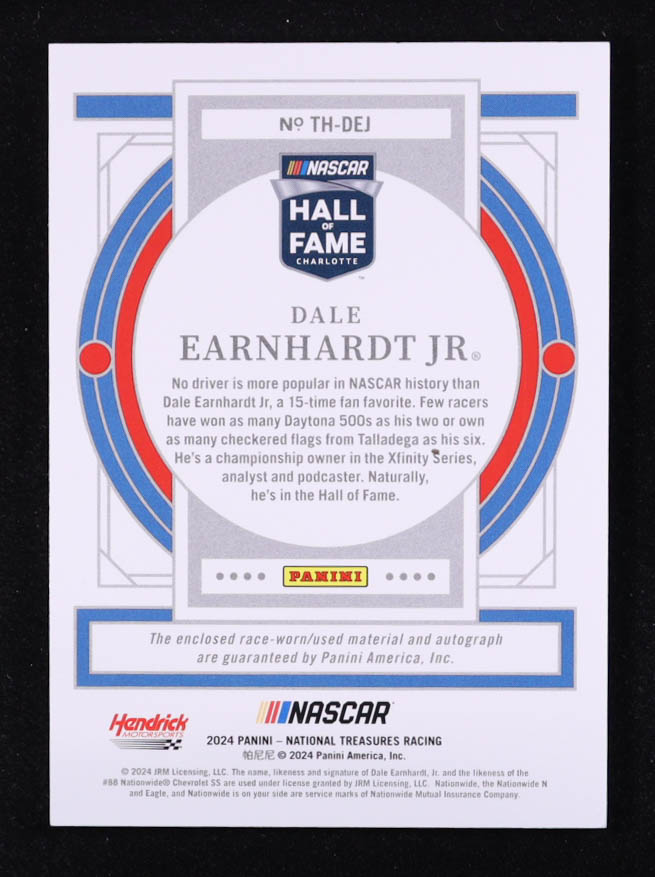 Dale Earnhardt Jr. 2024 Panini National Treasures Treasures of the Hall #4 #34/99 at PristineAuction.com Dale Earnhardt Jr. 2024 Panini National Treasures Treasures of the Hall #4 #34/99 at PristineAuction.com