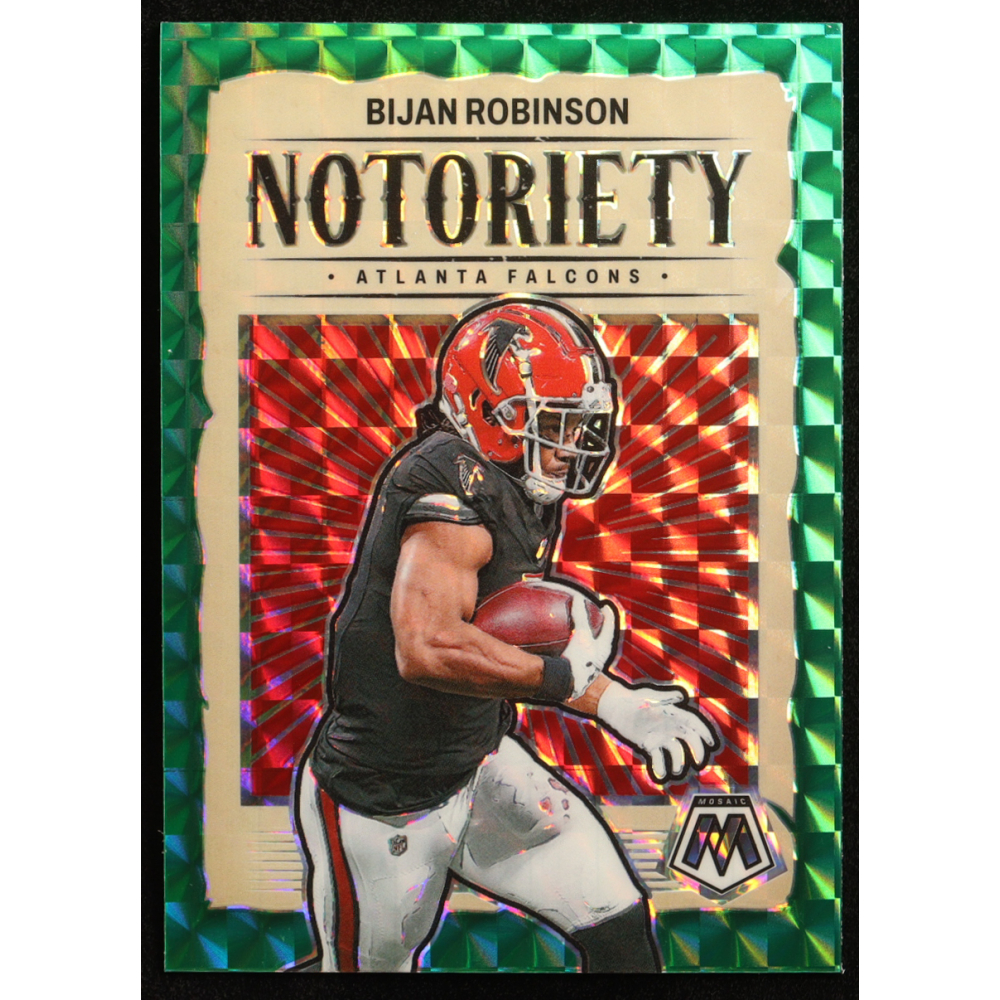 Bijan Robinson 2024 Panini Mosaic Notoriety Mosaic Green #11 at PristineAuction.com