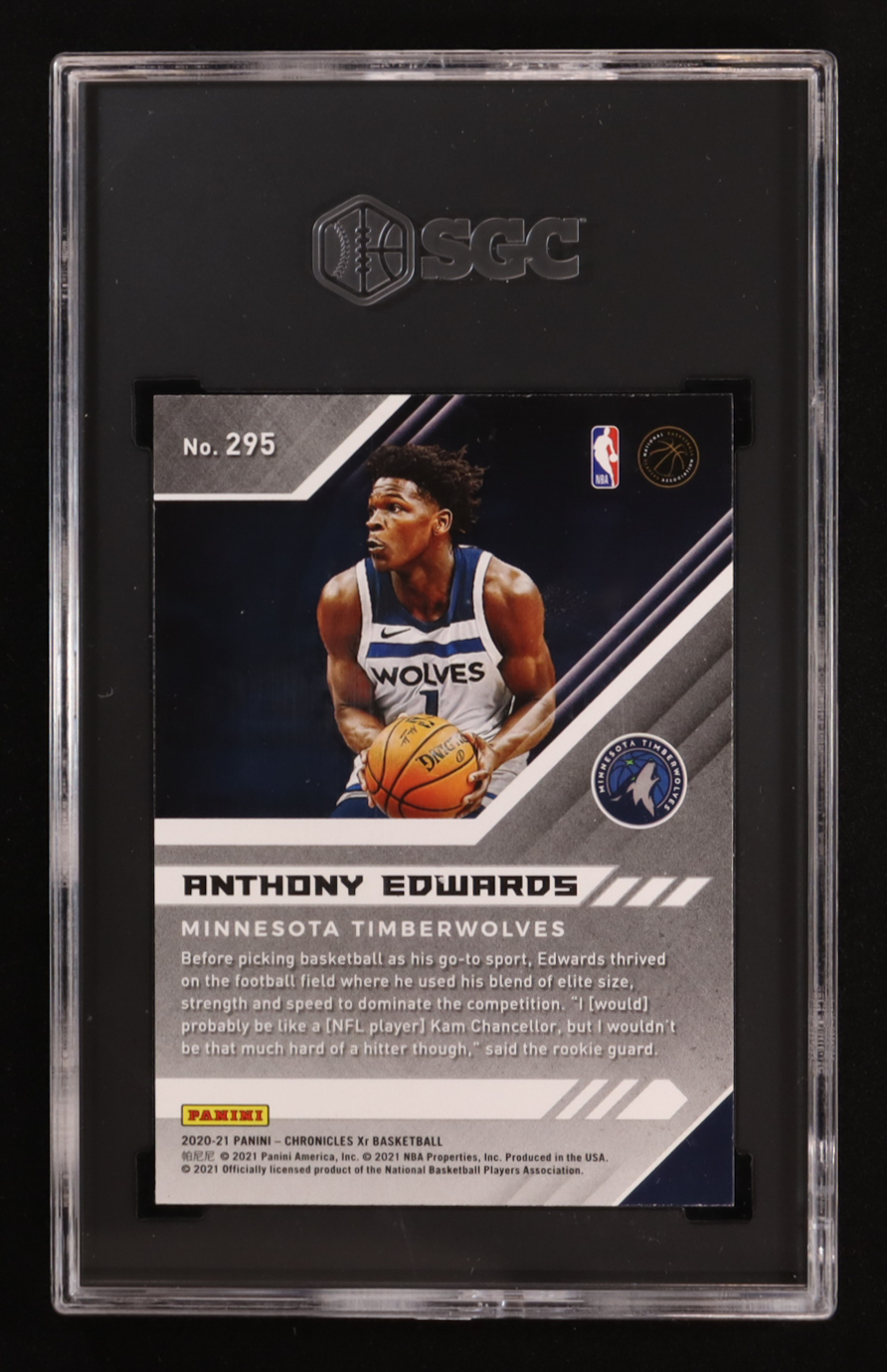 Anthony Edwards 2020-21 Panini Chronicles #295 XR RC (SGC 10) at PristineAuction.com Anthony Edwards 2020-21 Panini Chronicles #295 XR RC (SGC 10) at PristineAuction.com