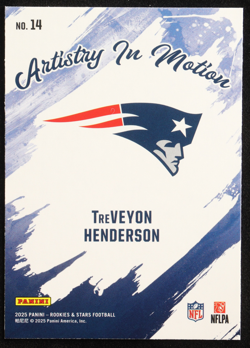 TreVeyon Henderson 2025 Rookies and Stars Artistry In Motion #14 RC at PristineAuction.com TreVeyon Henderson 2025 Rookies and Stars Artistry In Motion #14 RC at PristineAuction.com