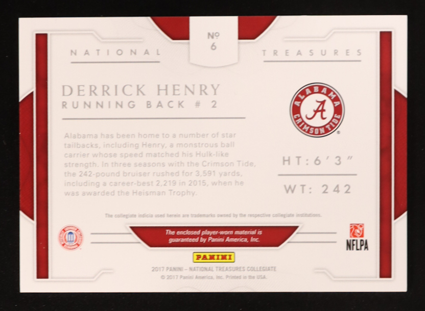 Derrick Henry 2017 Panini National Treasures Collegiate Silhouettes #6 #19/25 at PristineAuction.com Derrick Henry 2017 Panini National Treasures Collegiate Silhouettes #6 #19/25 at PristineAuction.com