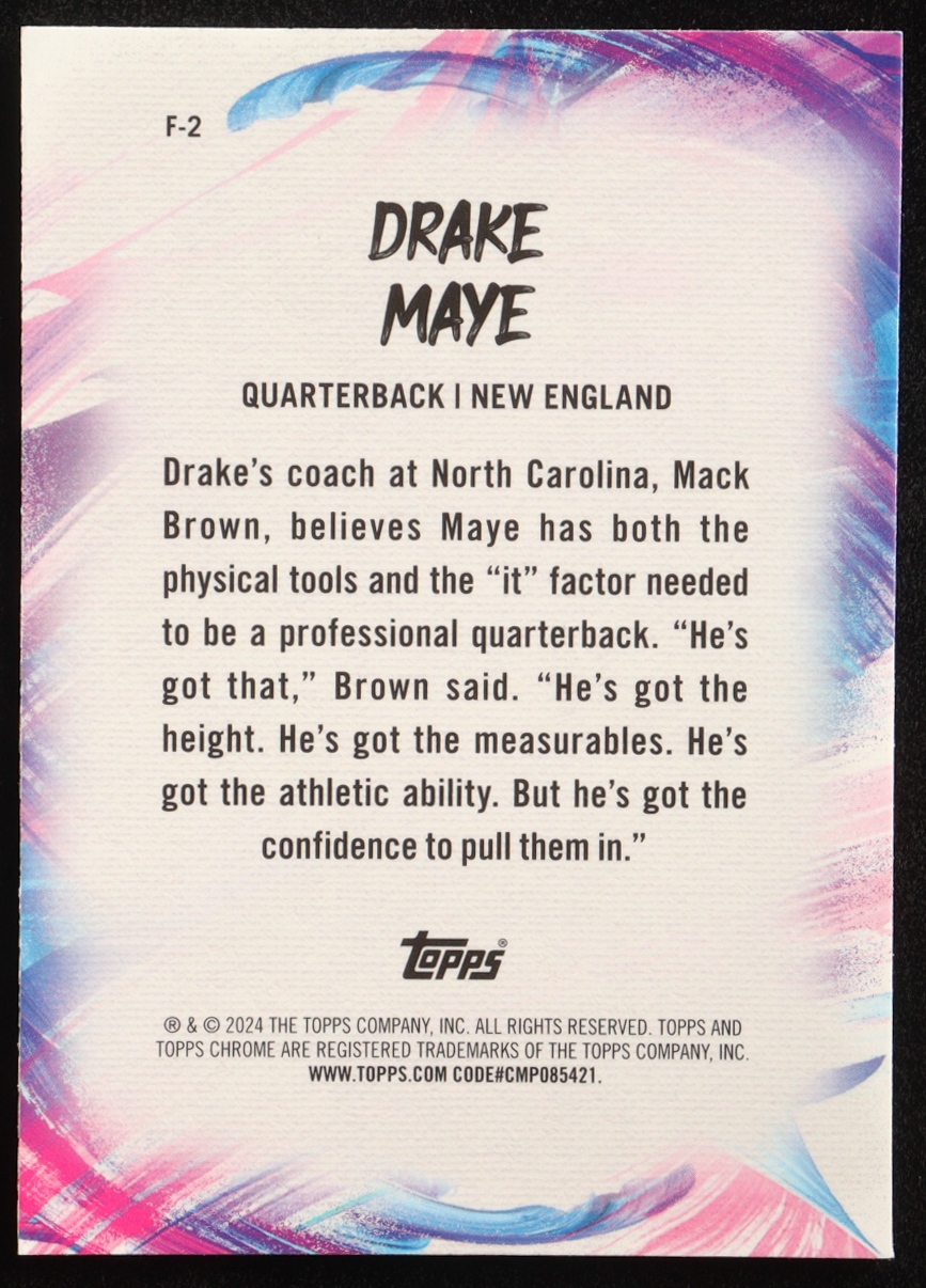 Drake Maye 2024 Topps Chrome Finesse #F2 RC at PristineAuction.com Drake Maye 2024 Topps Chrome Finesse #F2 RC at PristineAuction.com