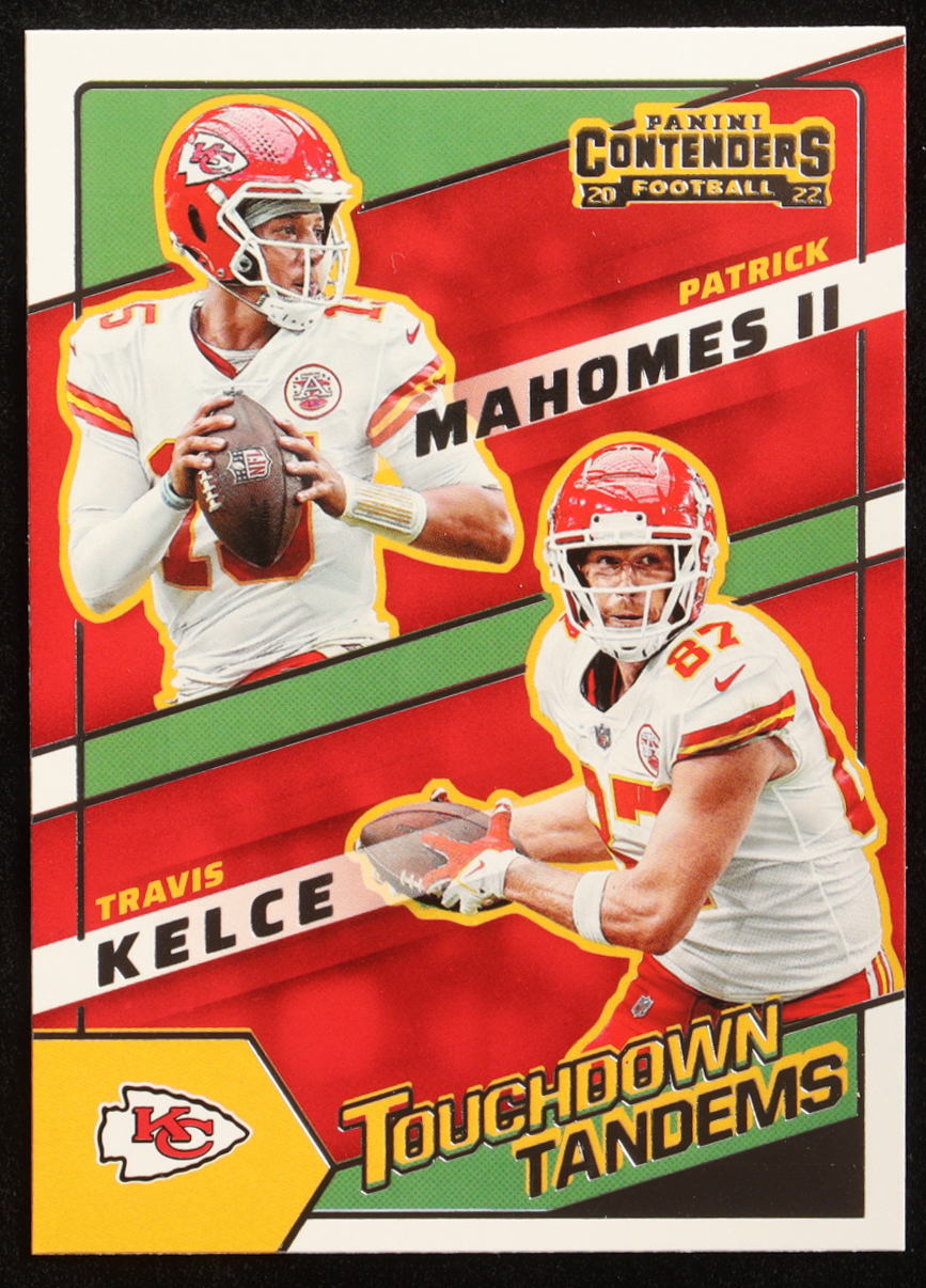 Patrick Mahomes II / Travis Kelce 2022 Panini Contenders Touchdown Tandems #6 at PristineAuction.com Patrick Mahomes II / Travis Kelce 2022 Panini Contenders Touchdown Tandems #6 at PristineAuction.com