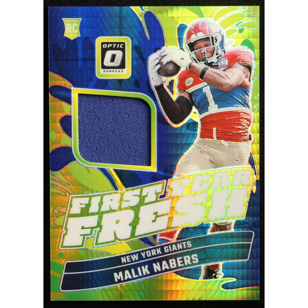 Malik Nabers 2024 Donruss Optic First Year Fresh Jerseys Blue Hyper #28 RC at PristineAuction.com
