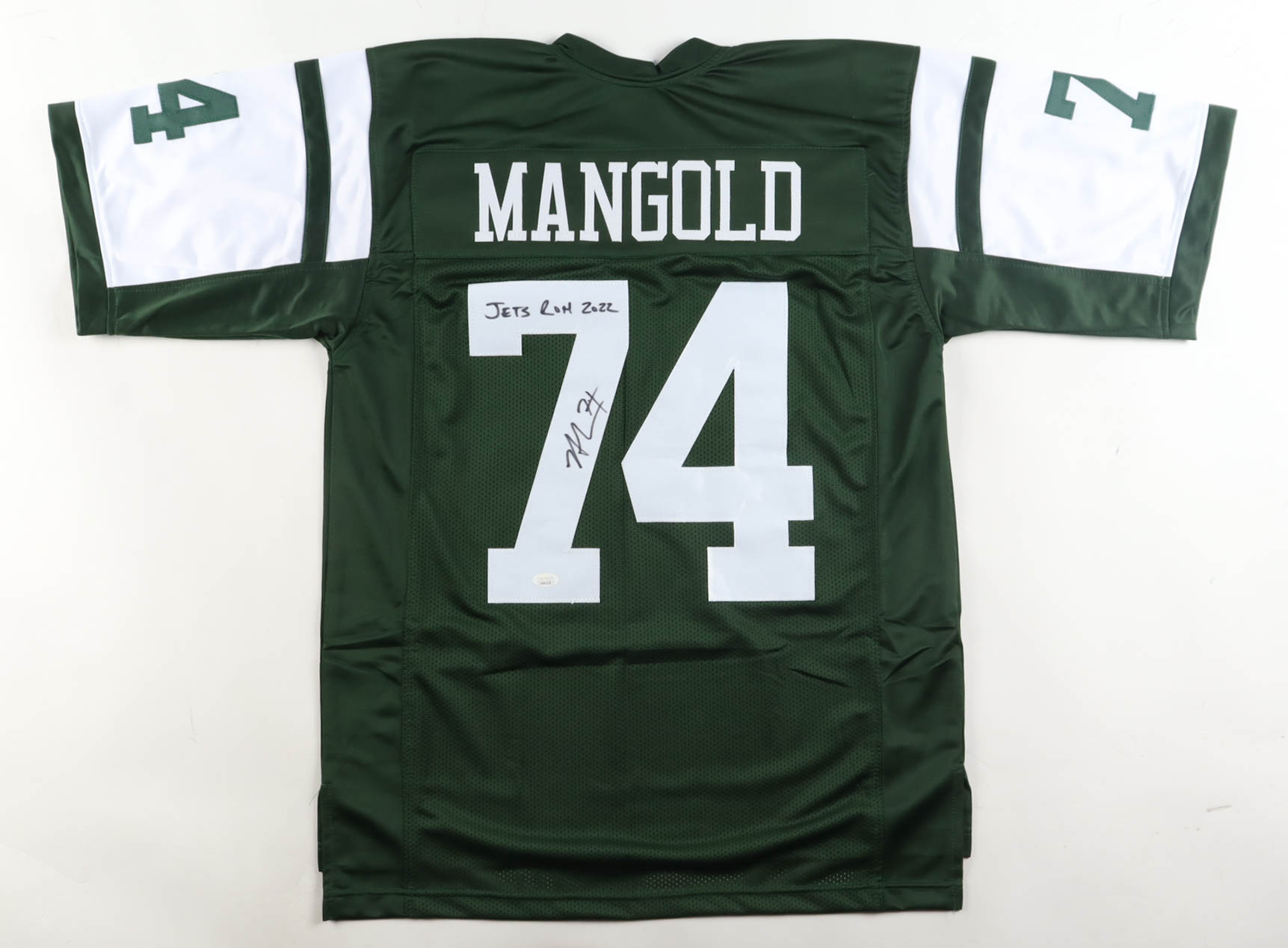 Nick Mangold Signed Jersey Inscribed "JETS ROH 2022" (JSA) at PristineAuction.com Nick Mangold Signed Jersey Inscribed "JETS ROH 2022" (JSA) at PristineAuction.com