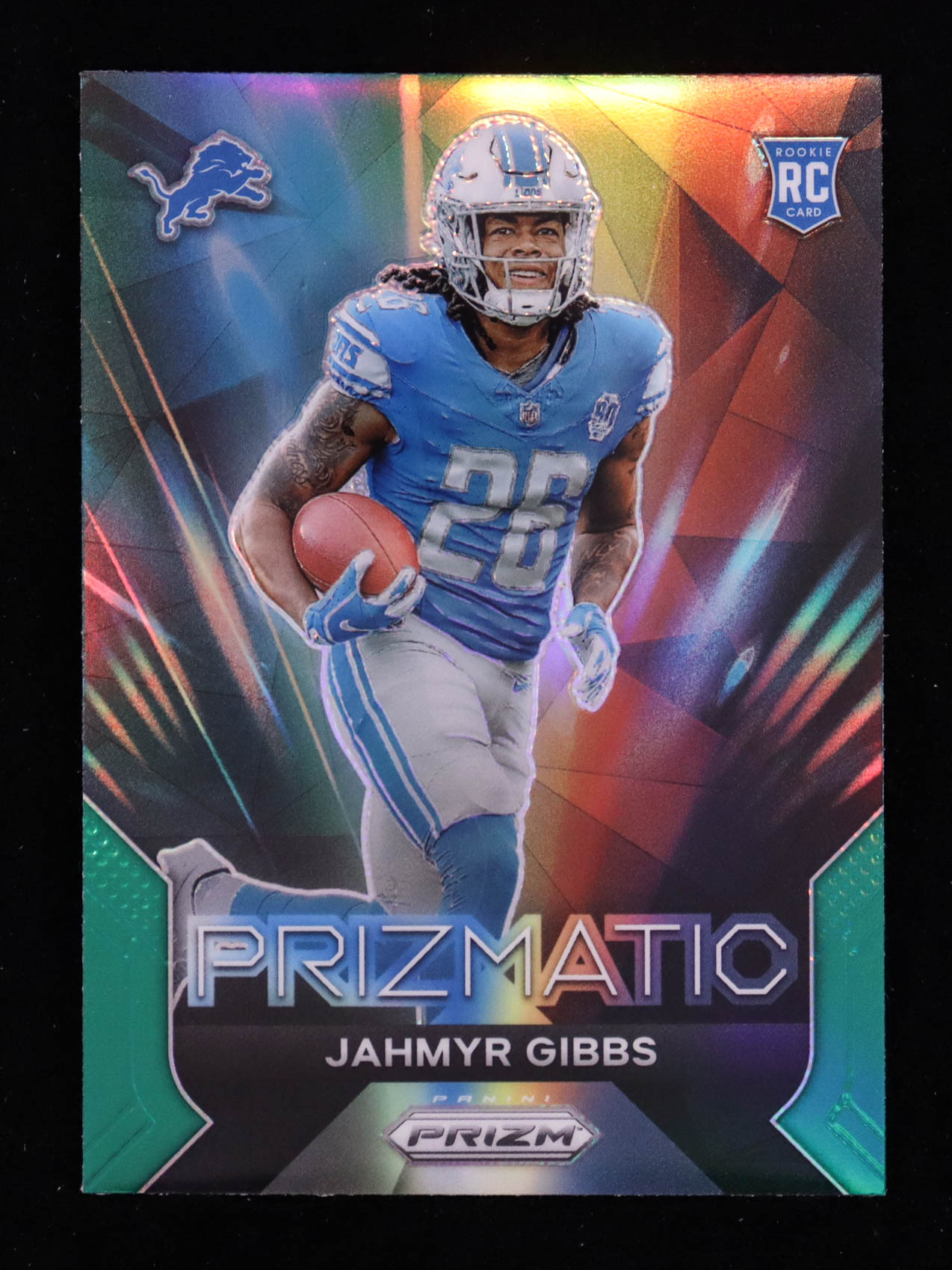 Jahmyr Gibbs 2023 Prizm Prizmatic Green #20 RC at PristineAuction.com Jahmyr Gibbs 2023 Prizm Prizmatic Green #20 RC at PristineAuction.com