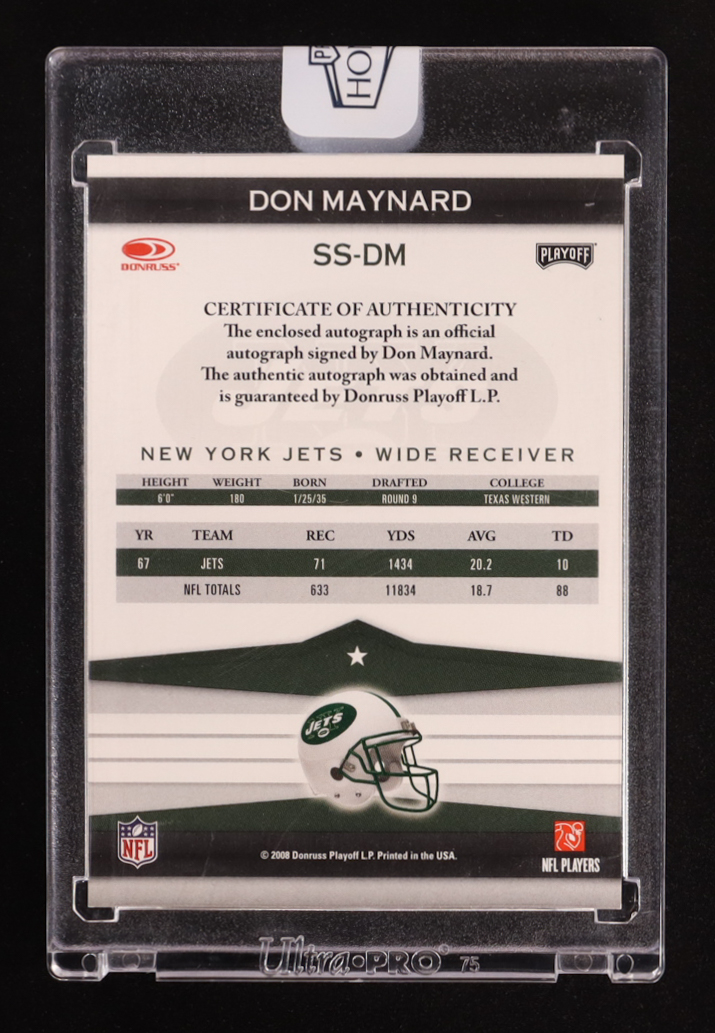 Don Maynard 2016 Panini Honors Recollection Collection #893 / 2008 Donruss Playoff Silver Signatures #06/99 at PristineAuction.com Don Maynard 2016 Panini Honors Recollection Collection #893 / 2008 Donruss Playoff Silver Signatures #06/99 at PristineAuction.com