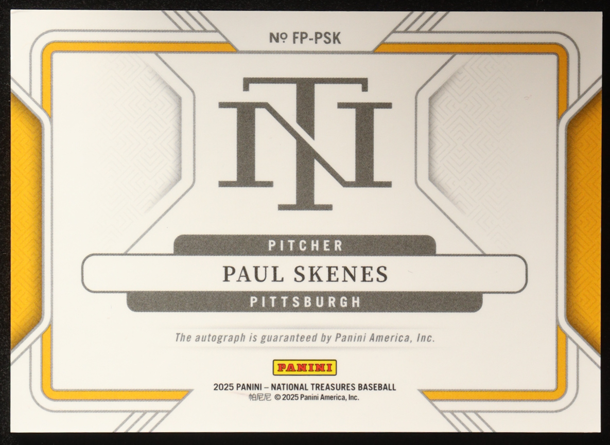 Paul Skenes 2025 Panini National Treasures Field Pass Autographs #13 #61/99 at PristineAuction.com Paul Skenes 2025 Panini National Treasures Field Pass Autographs #13 #61/99 at PristineAuction.com