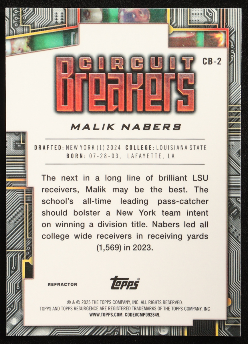 Malik Nabers 2024 Topps Resurgence Circuit Breakers #CB2 RC at PristineAuction.com Malik Nabers 2024 Topps Resurgence Circuit Breakers #CB2 RC at PristineAuction.com