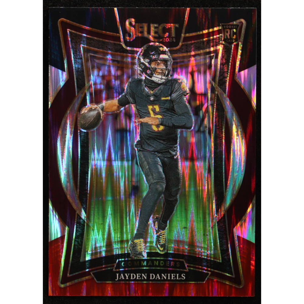 Jayden Daniels 2024 Select Prizm Black and Red Shock #26 RC at PristineAuction.com