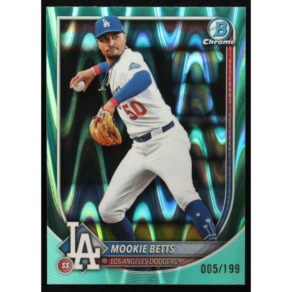 Mookie Betts 2025 Bowman Chrome Aqua Raywave Refractors #26 #005/199 at PristineAuction.com