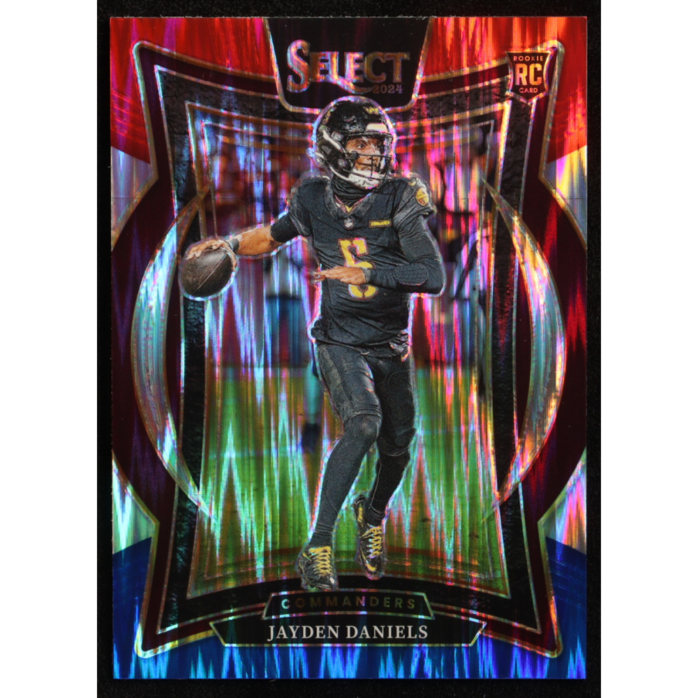Jayden Daniels 2024 Select Prizm Red and Blue Shock #26 RC at PristineAuction.com