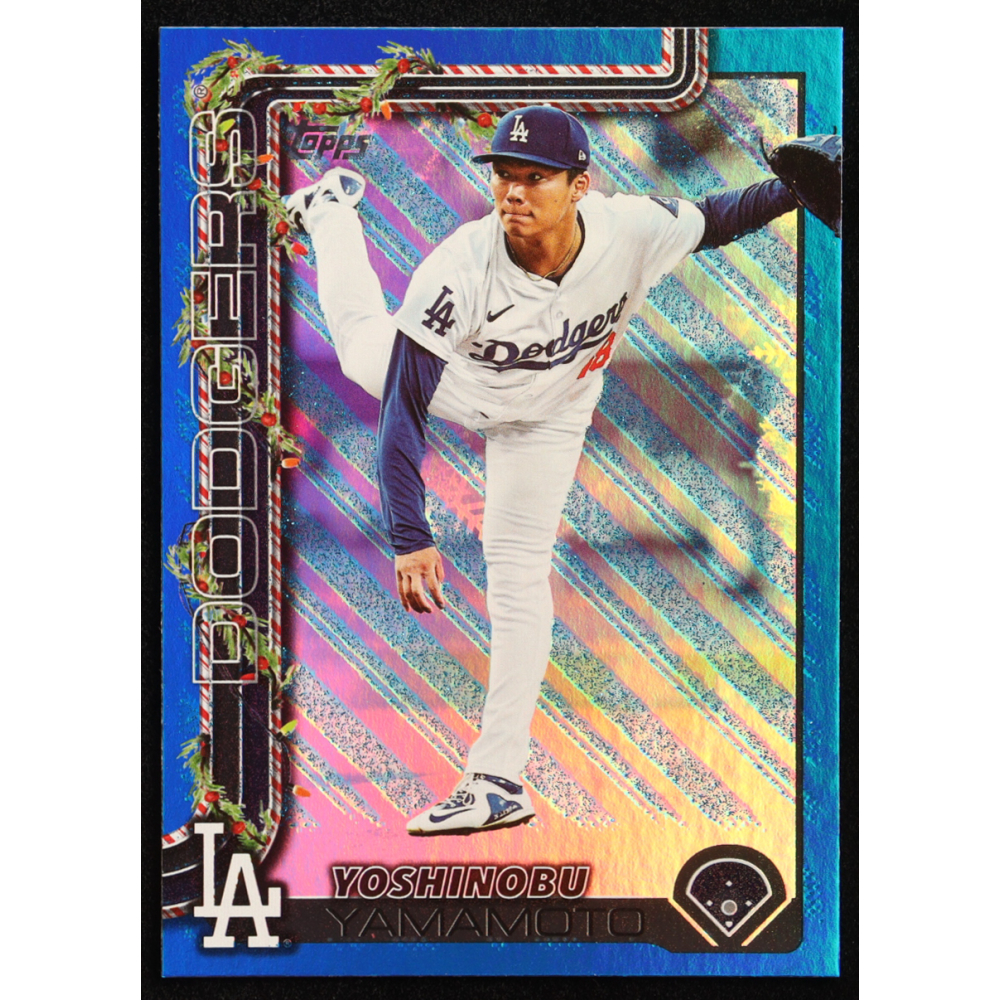 Yoshinobu Yamamoto 2025 Topps Holiday Metallic Blue Glitter #H159 at PristineAuction.com