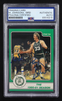 Larry Bird and Magic Johnson Dual Signed 1984 Star Co 1980-81 Season #8 (PSA) at PristineAuction.com