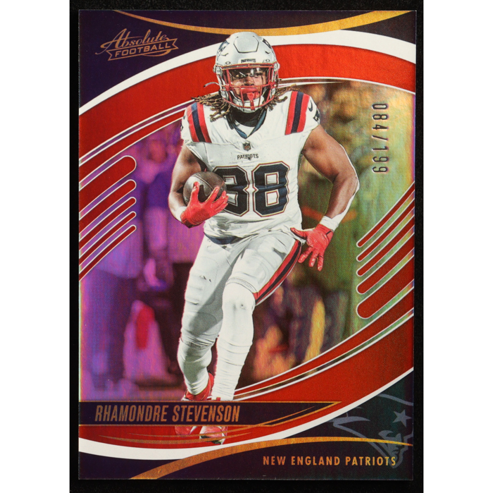 Rhamondre Stevenson 2025 Absolute Spectrum Red #64 #084/199 at PristineAuction.com