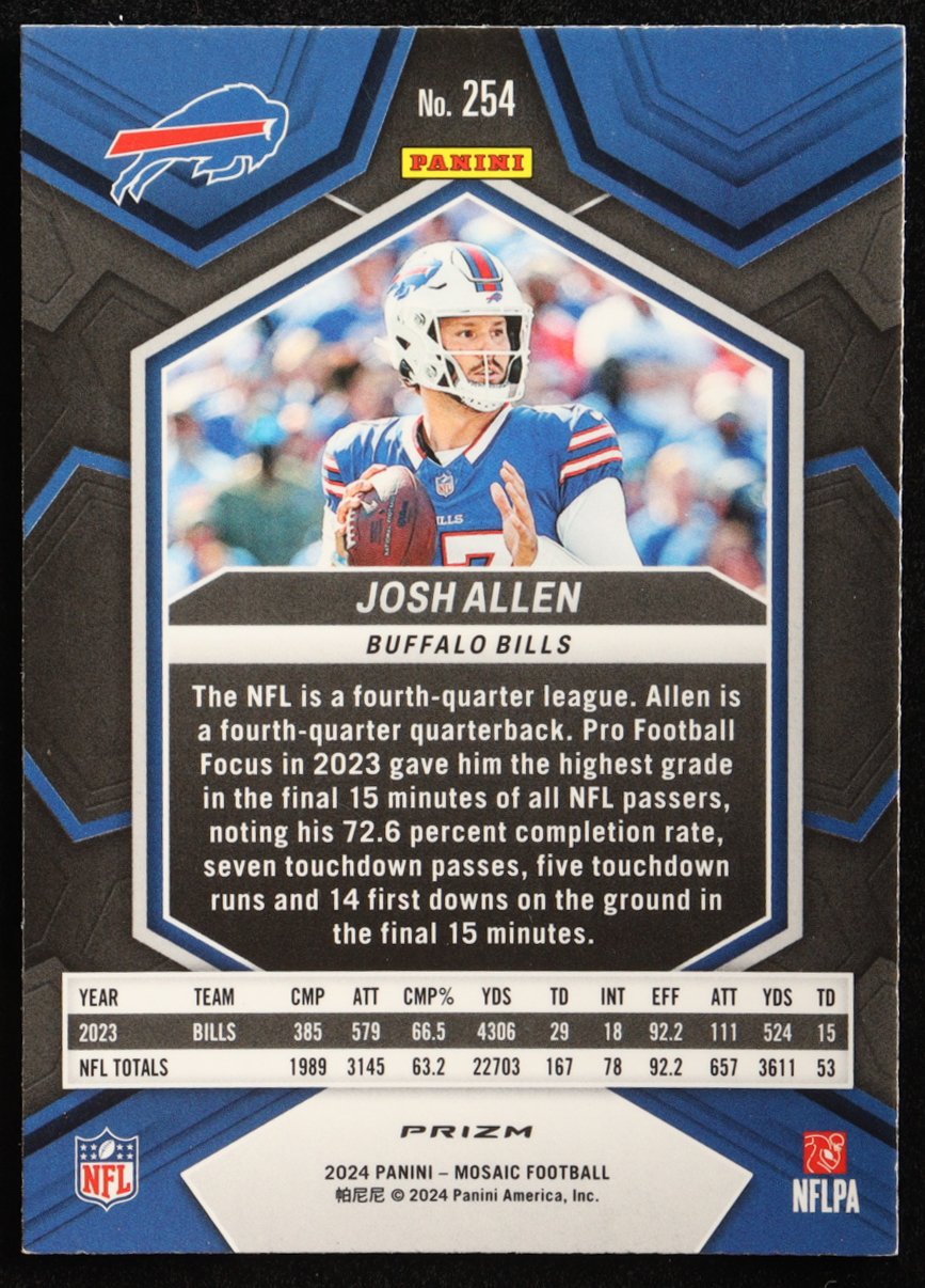 Josh Allen 2024 Panini Mosaic Mosaic Green #254 NP at PristineAuction.com Josh Allen 2024 Panini Mosaic Mosaic Green #254 NP at PristineAuction.com