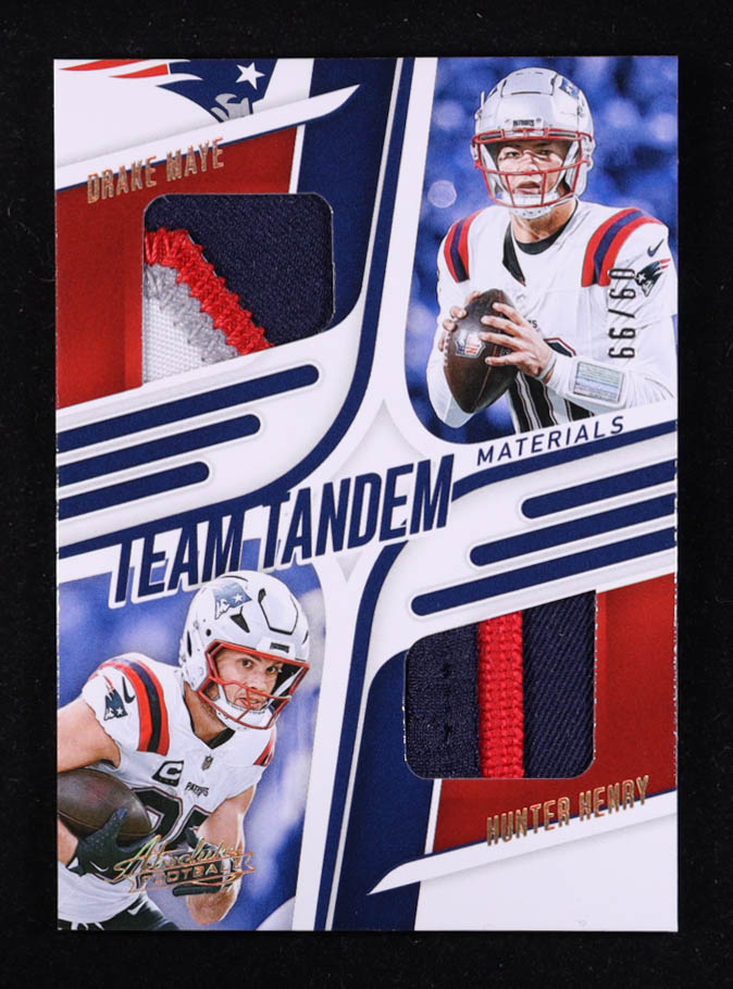 Drake Maye / Hunter Henry 2025 Absolute Team Tandem Materials Gold #11 #09/99 at PristineAuction.com Drake Maye / Hunter Henry 2025 Absolute Team Tandem Materials Gold #11 #09/99 at PristineAuction.com