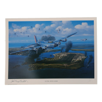 John "Davy" Crockett Signed Stan Stokes "Flying Into A War" Lithograph (AIV) at PristineAuction.com