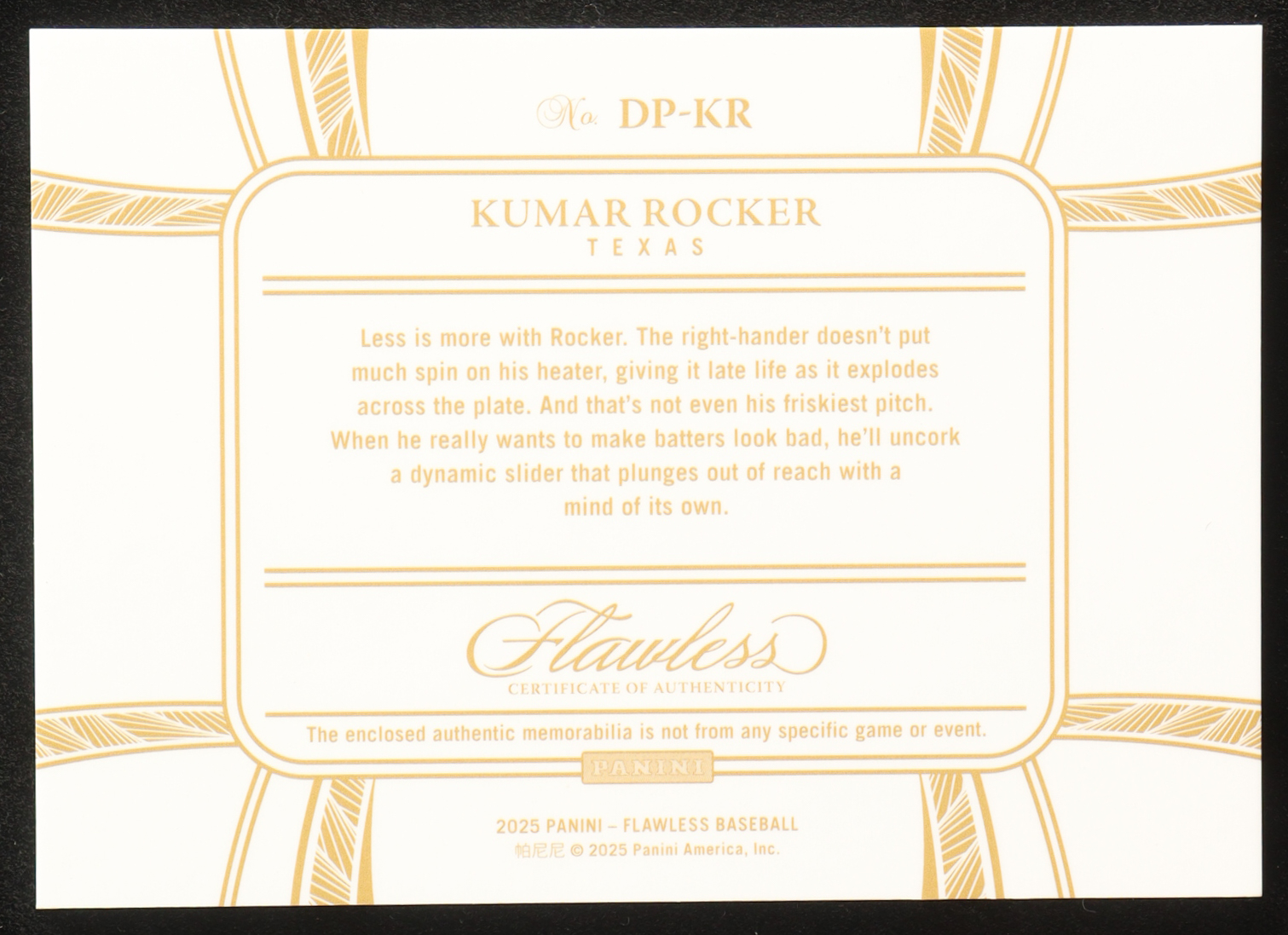 Kumar Rocker 2025 Panini Flawless Dual Patches Ruby #21 #15/20 RC at PristineAuction.com Kumar Rocker 2025 Panini Flawless Dual Patches Ruby #21 #15/20 RC at PristineAuction.com