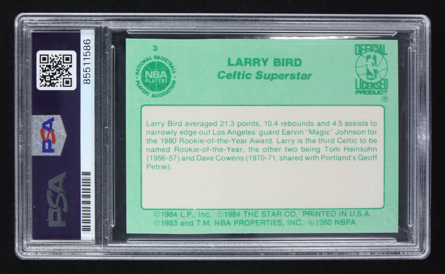 Larry Bird Signed 1984 Star Co 1980 Rookie Of The Year #3 (PSA | Autograph Graded PSA 9) at PristineAuction.com Larry Bird Signed 1984 Star Co 1980 Rookie Of The Year #3 (PSA | Autograph Graded PSA 9) at PristineAuction.com