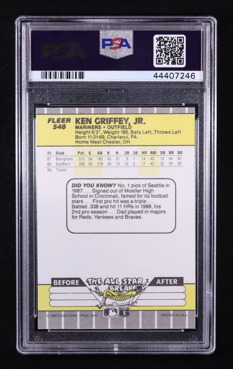 Ken Griffey Jr. 1989 Fleer #548 RC (PSA 9) at PristineAuction.com Ken Griffey Jr. 1989 Fleer #548 RC (PSA 9) at PristineAuction.com