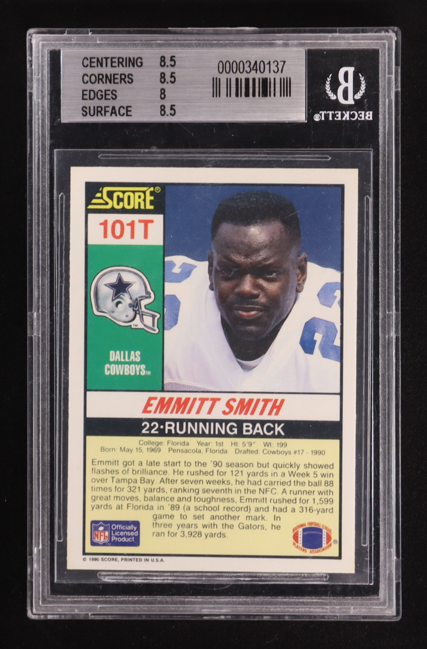 Emmitt Smith 1990 Score Supplemental #101T RC (BGS 8.5) at PristineAuction.com Emmitt Smith 1990 Score Supplemental #101T RC (BGS 8.5) at PristineAuction.com