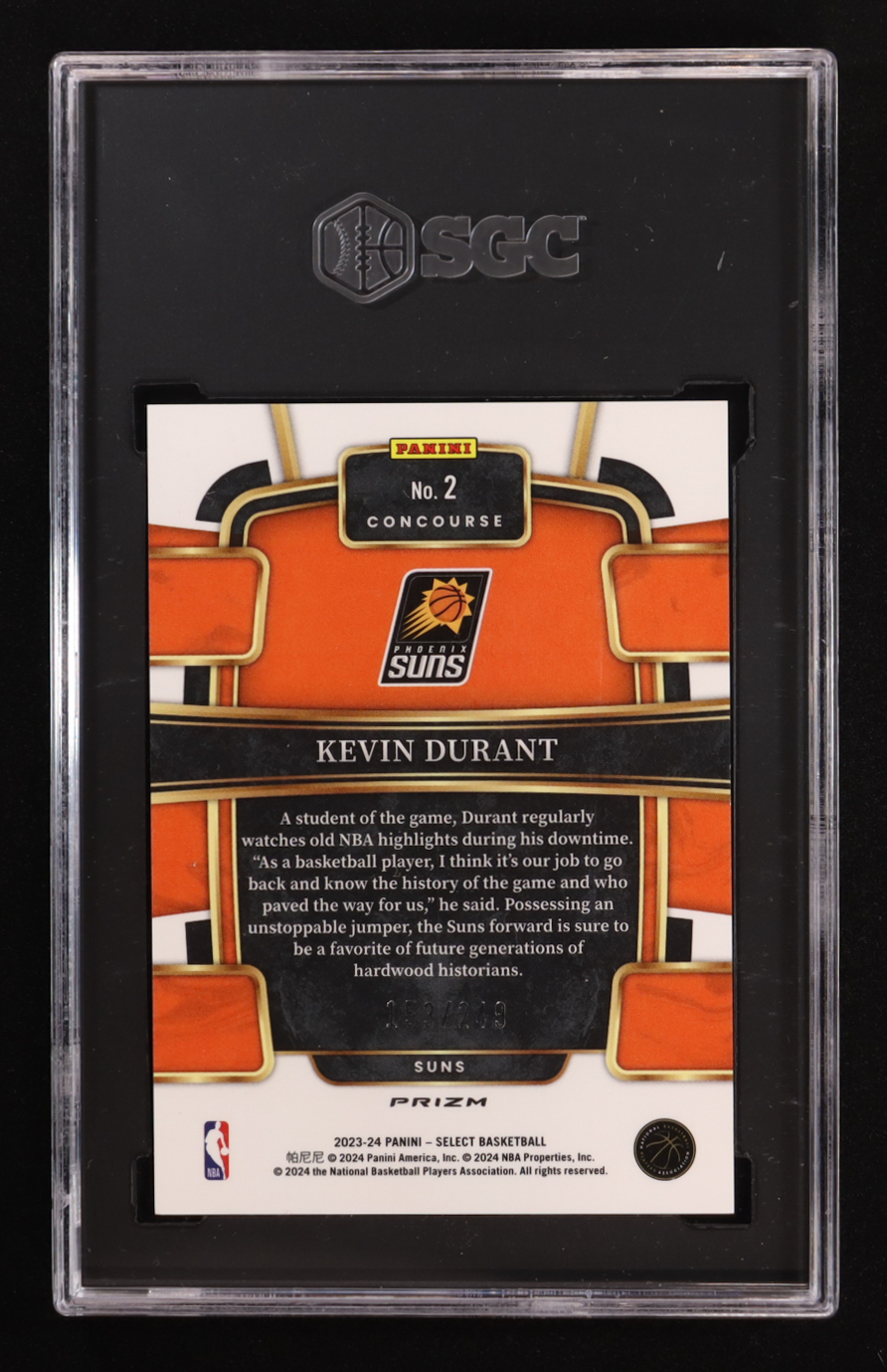 Kevin Durant 2023-24 Select Prizms Blue Scope #2 #153/249 (SGC 10) at PristineAuction.com Kevin Durant 2023-24 Select Prizms Blue Scope #2 #153/249 (SGC 10) at PristineAuction.com