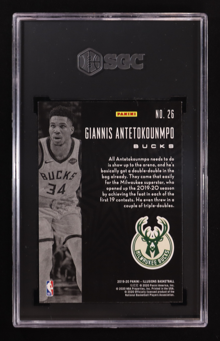 Giannis Antetokounmpo 2019-20 Panini Illusions #26 (SGC 9.5) at PristineAuction.com Giannis Antetokounmpo 2019-20 Panini Illusions #26 (SGC 9.5) at PristineAuction.com