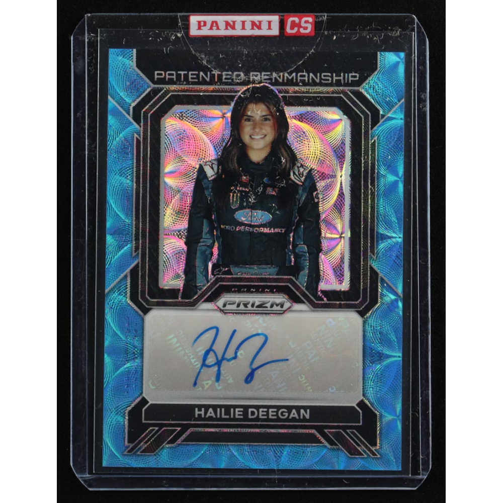 Hailie Deegan 2023 Panini Prizm Patented Penmanship Prizms Carolina Blue Scope #22 #4/75 at PristineAuction.com